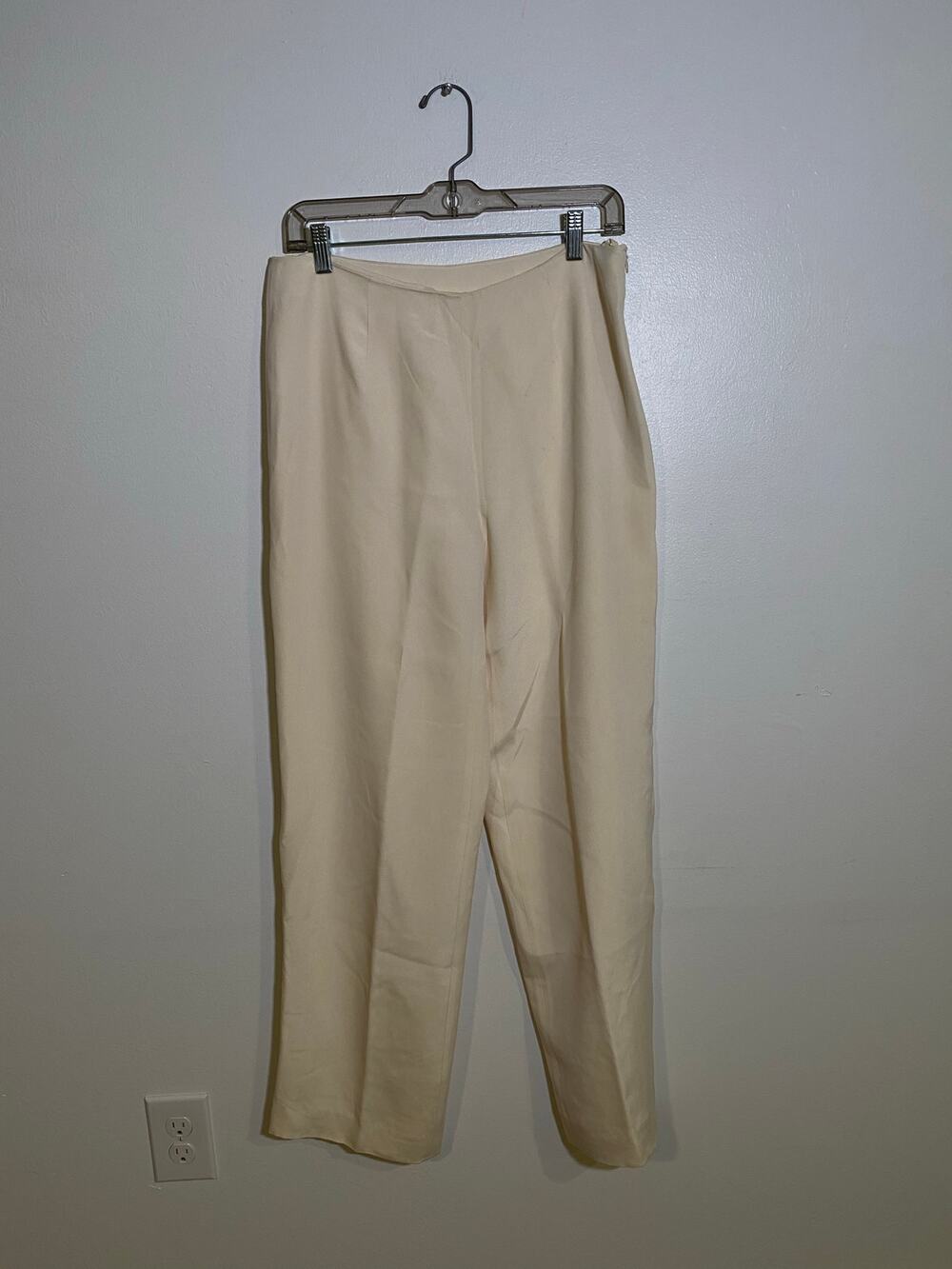 DUE PER DUE Wide Leg Silk Cream Ivory Pants SZ 8